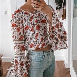 MISA Ruffle Top Elastic Waist Small